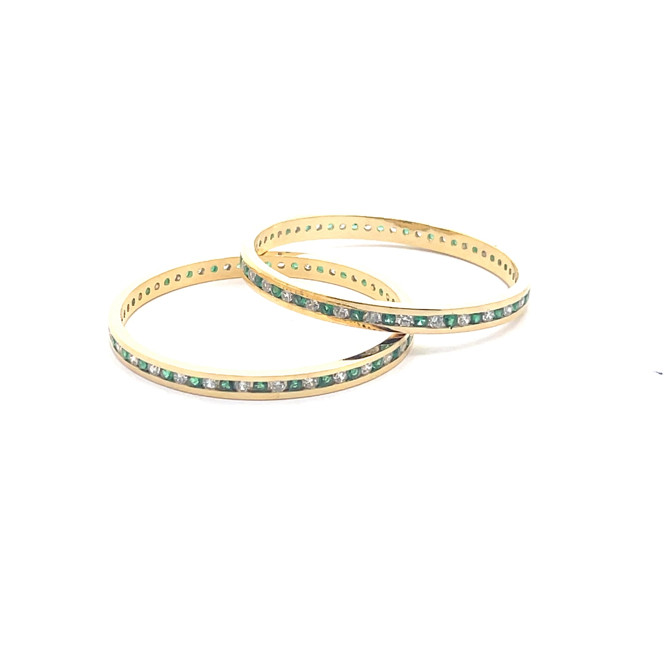 Elegant Gold Plated and Green Bangles