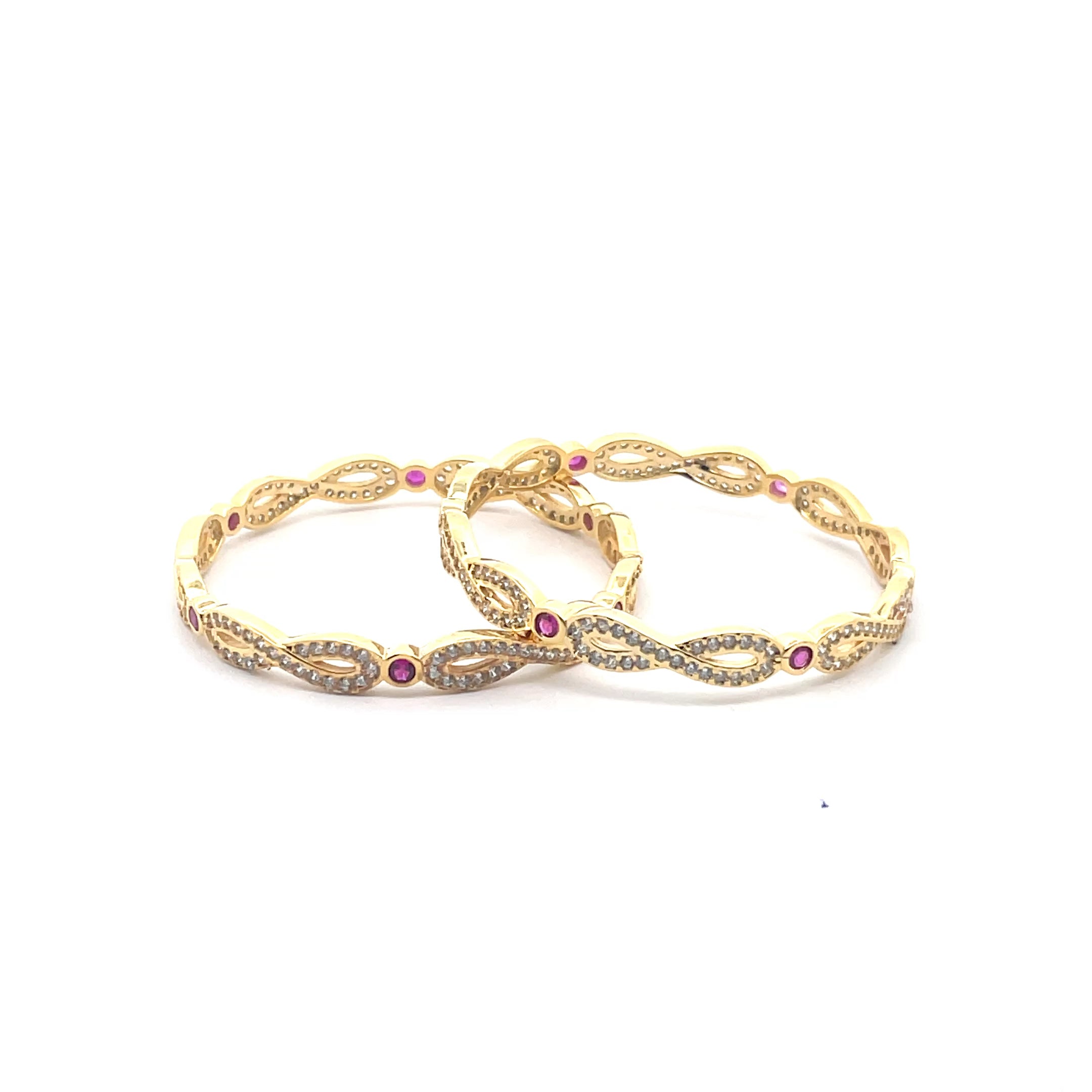Gold Plated Bangles with Ruby Accents