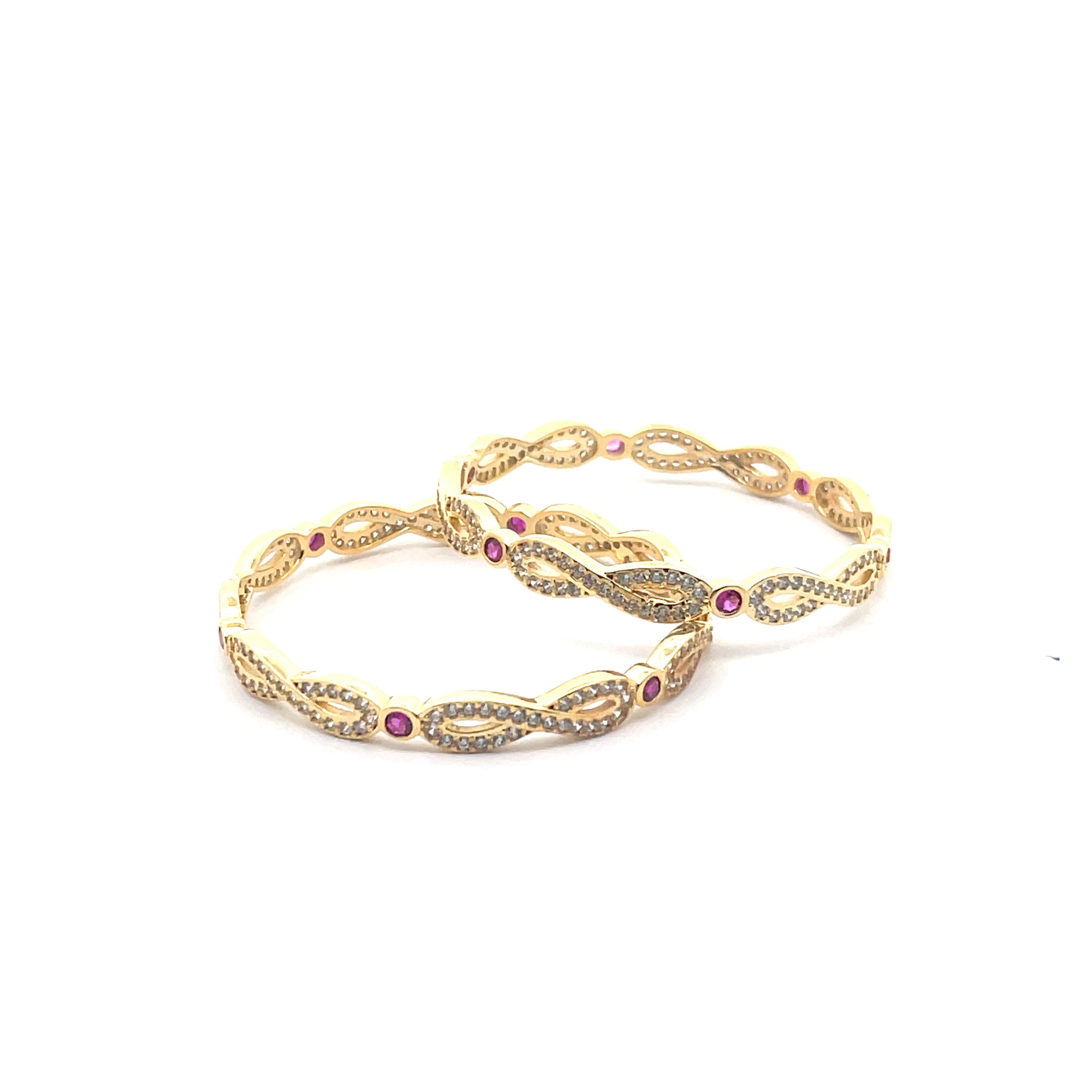 Gold Plated Bangles with Ruby Accents
