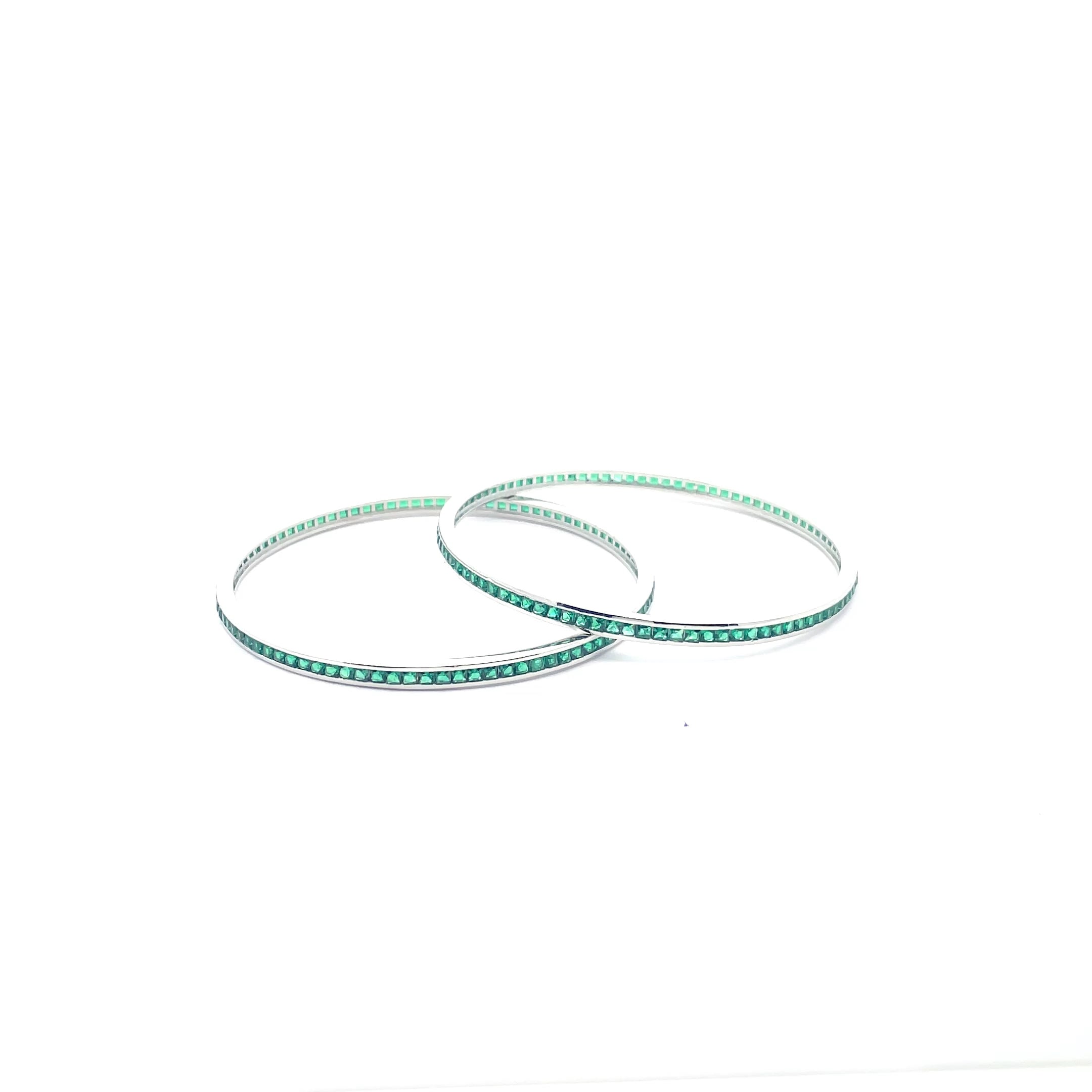 Green Silver Bangles for Daily Wear