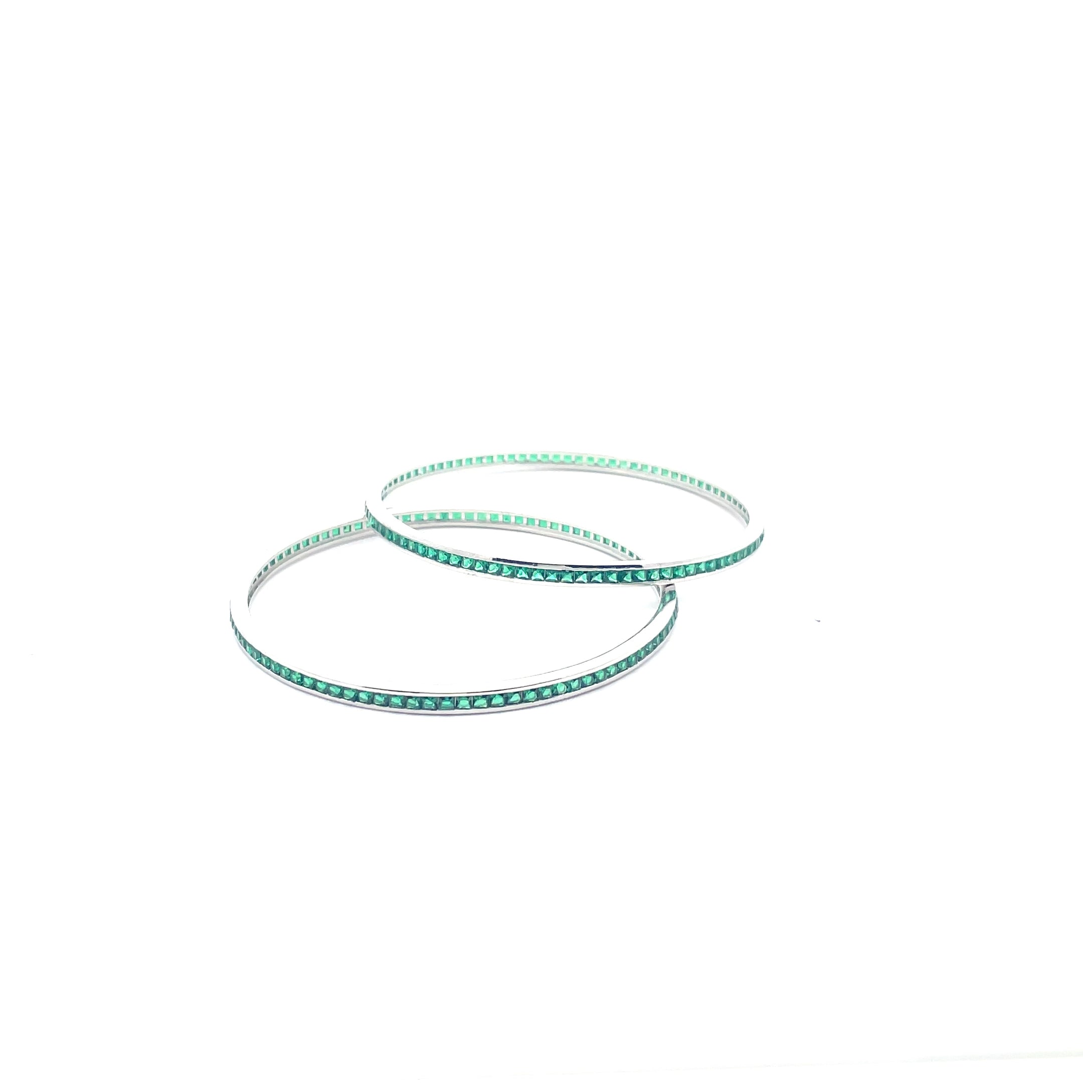 Green Silver Bangles for Daily Wear