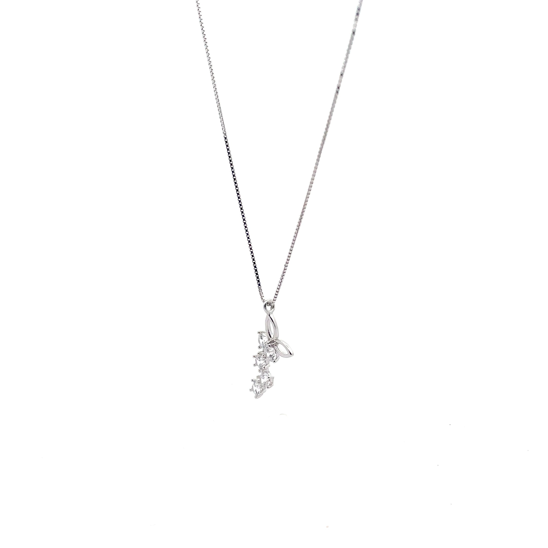 Womens Silver Floral Pendant Chain
