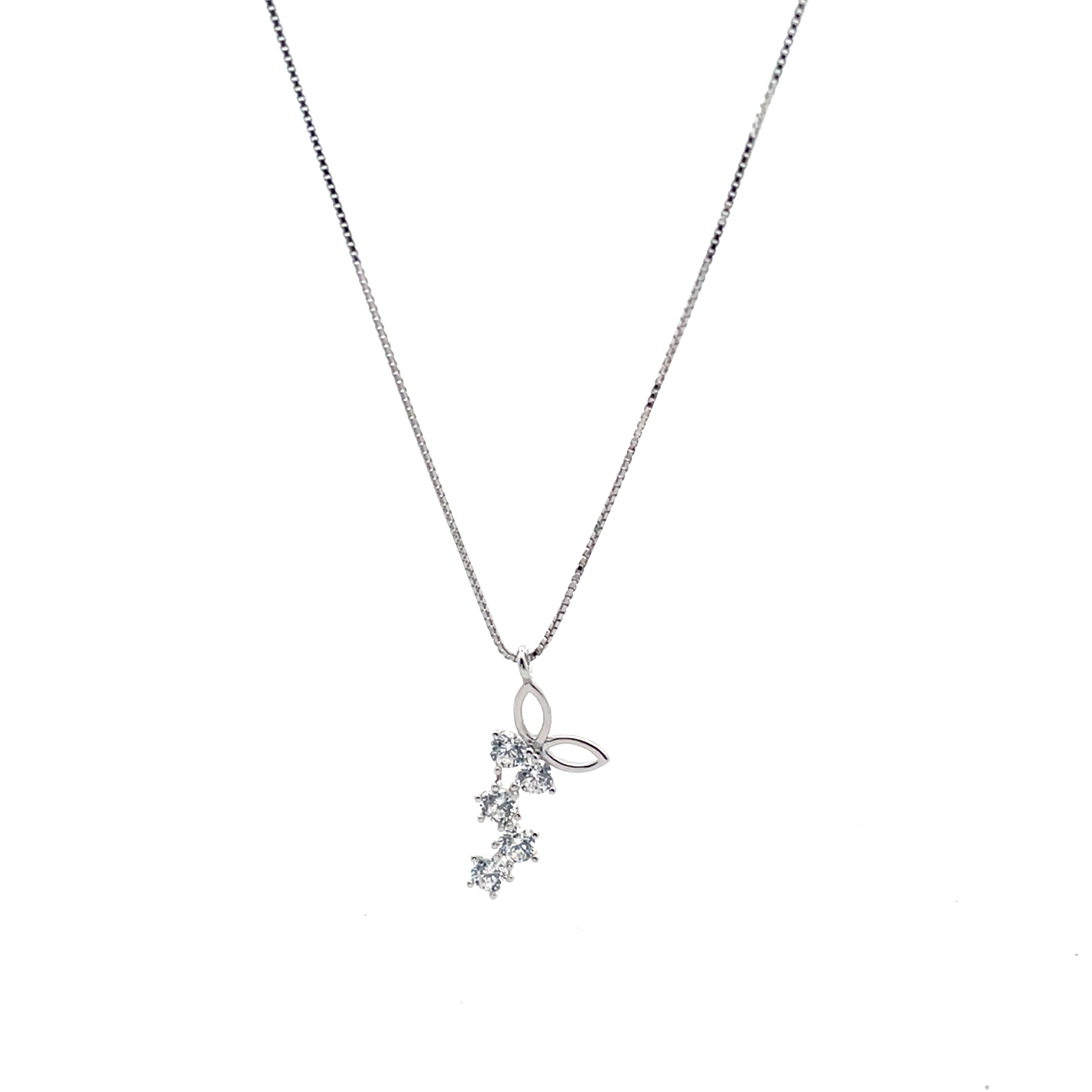 Womens Silver Floral Pendant Chain