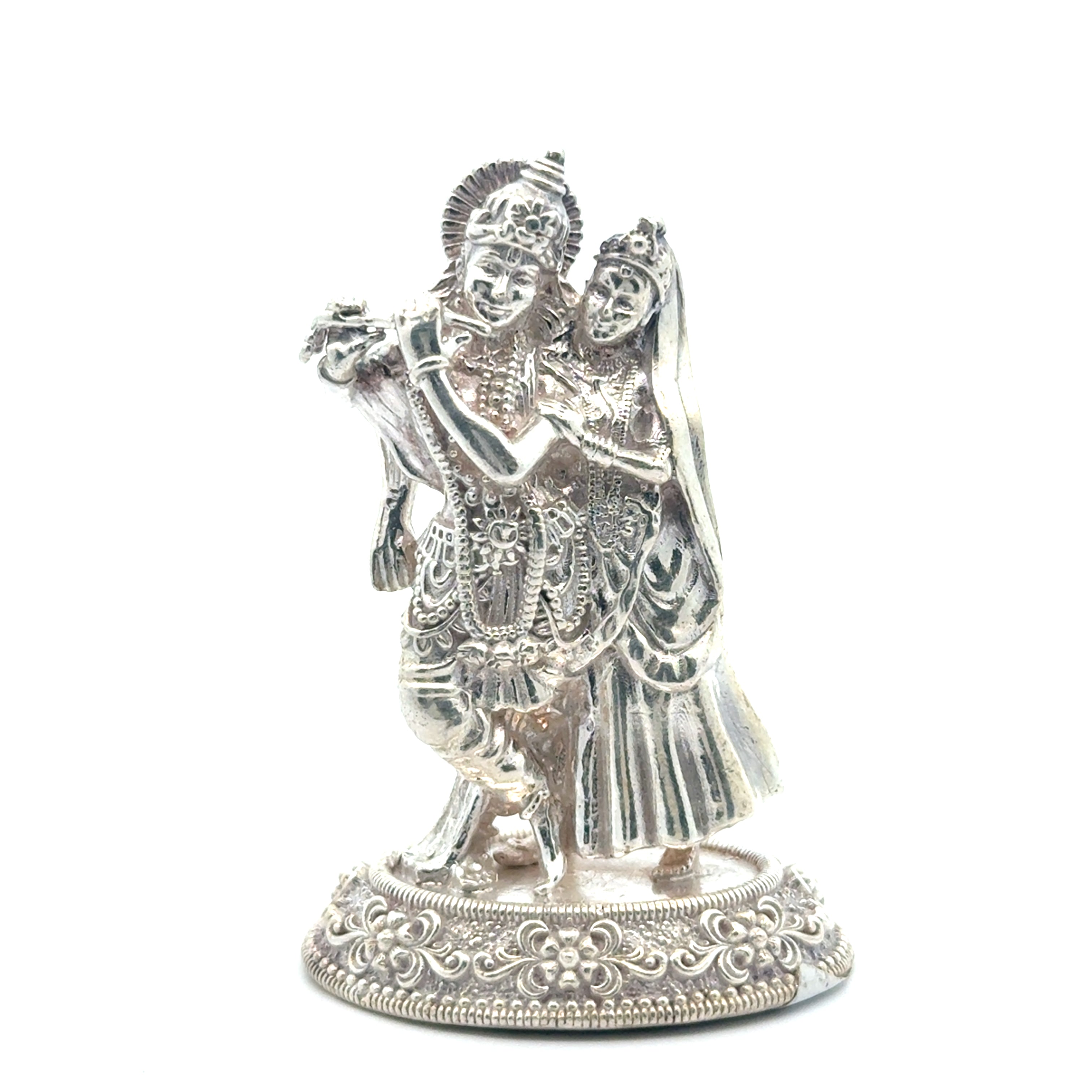 Silver Krishna and Radha Figurine