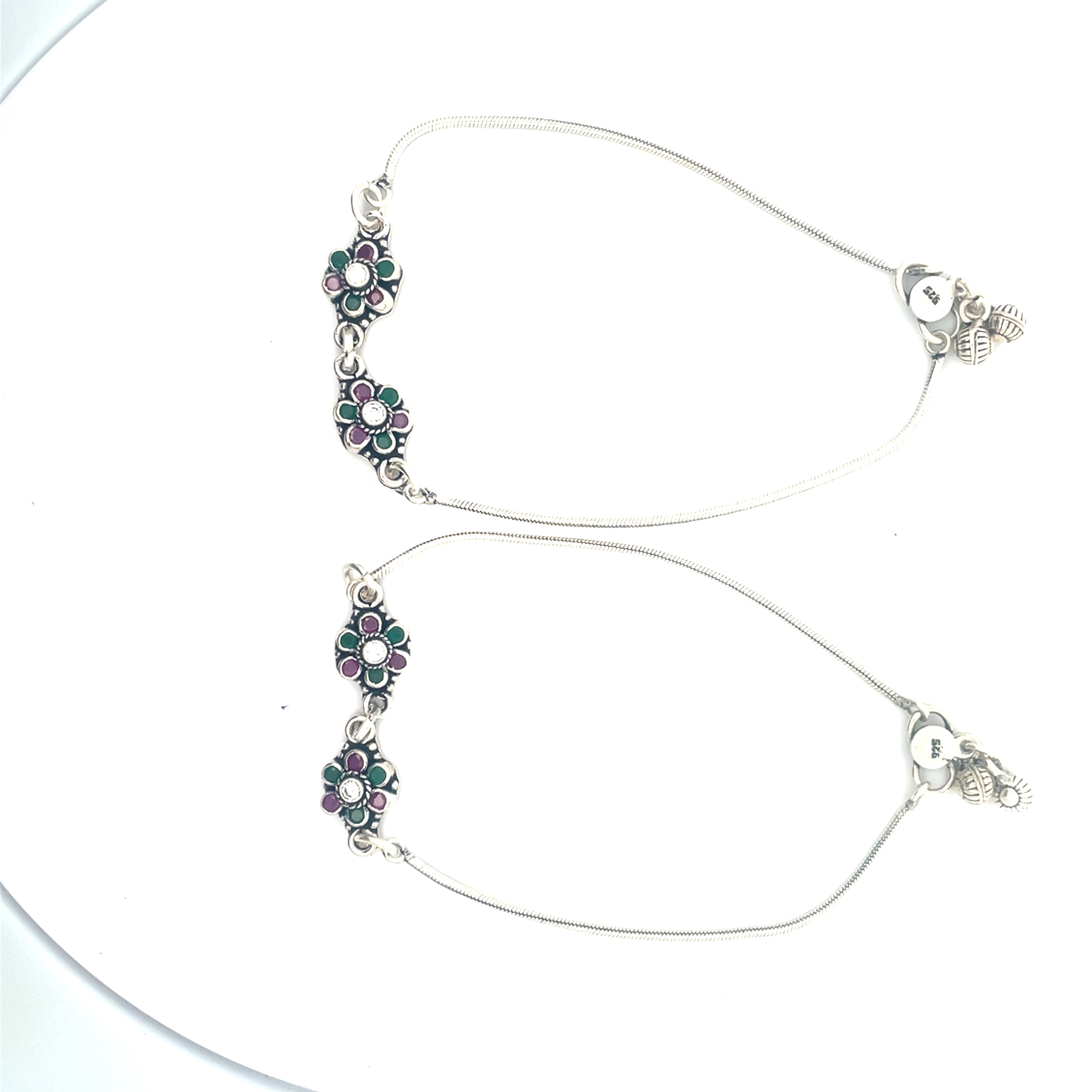 Floral Silver Anklets for Womens