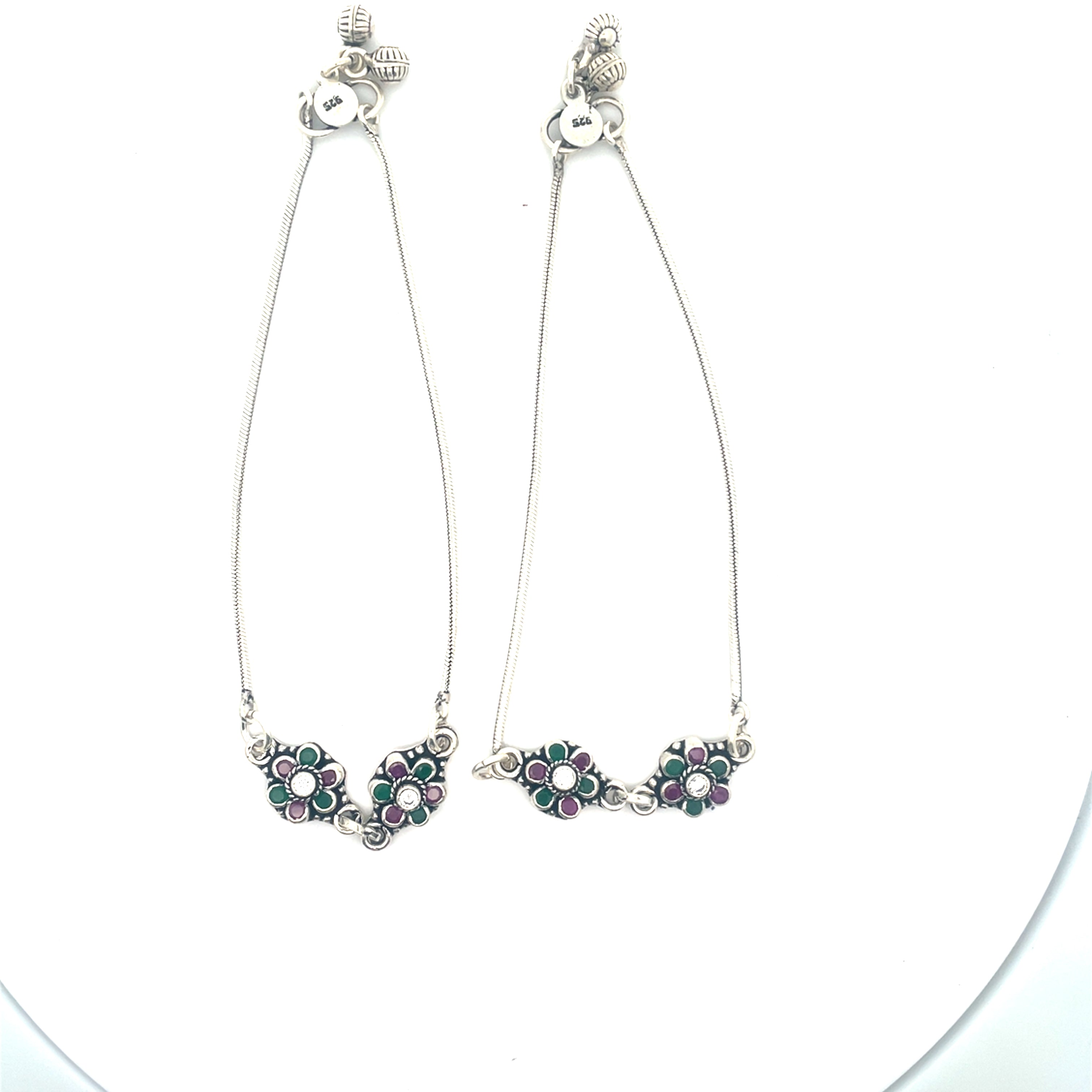 Floral Silver Anklets for Womens