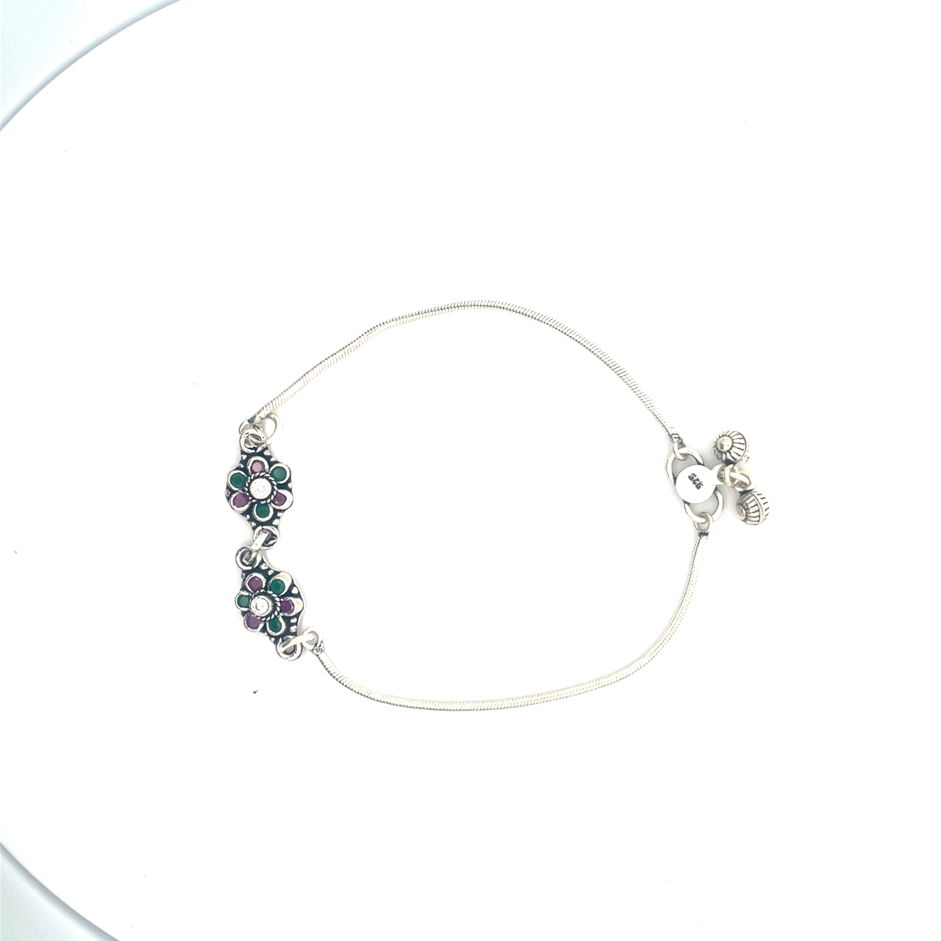 Floral Silver Anklets for Womens