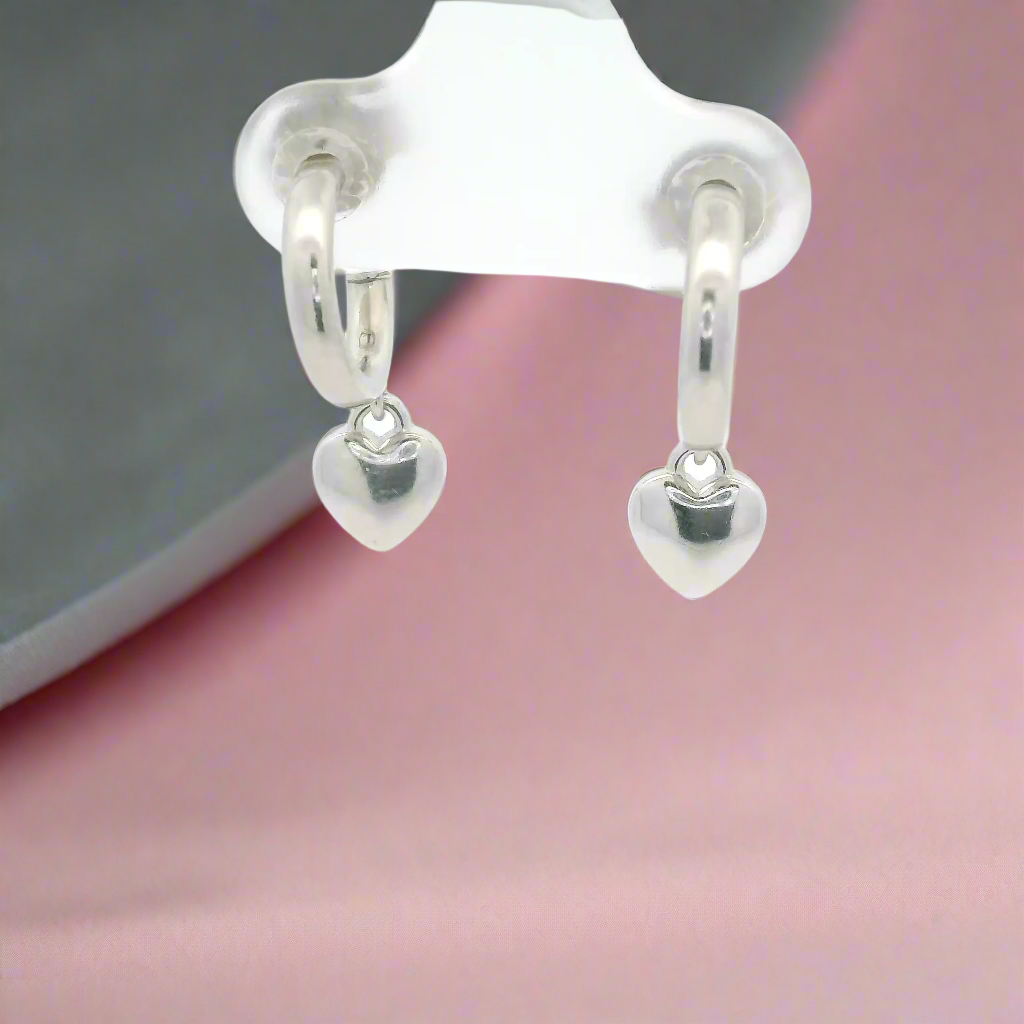 Silver Charming Heart-Shaped Earrings