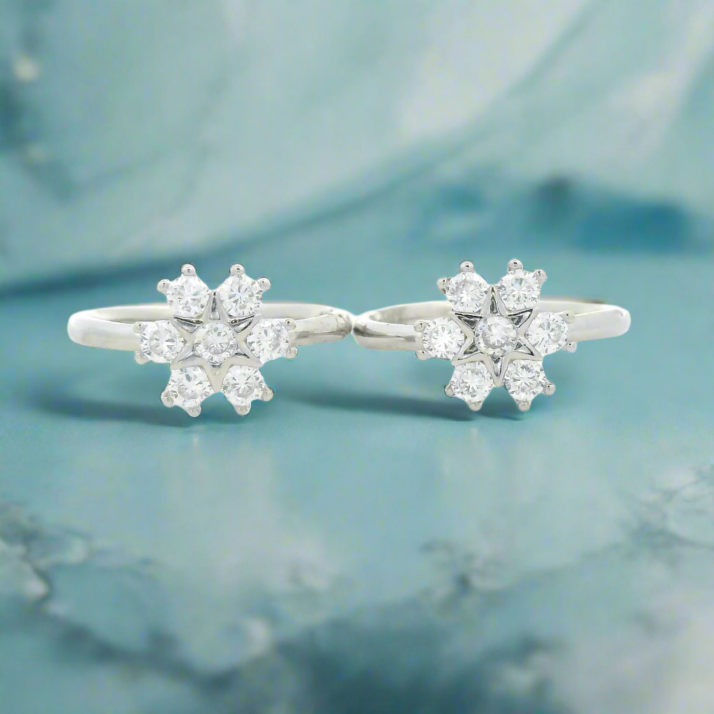 Snowflake Diamond CZ Toe Rings