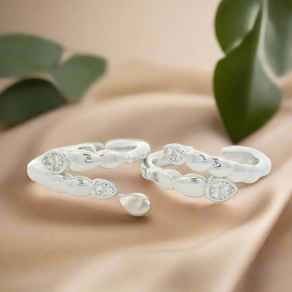 Normal Use Silver Hoop CZ Toe Rings