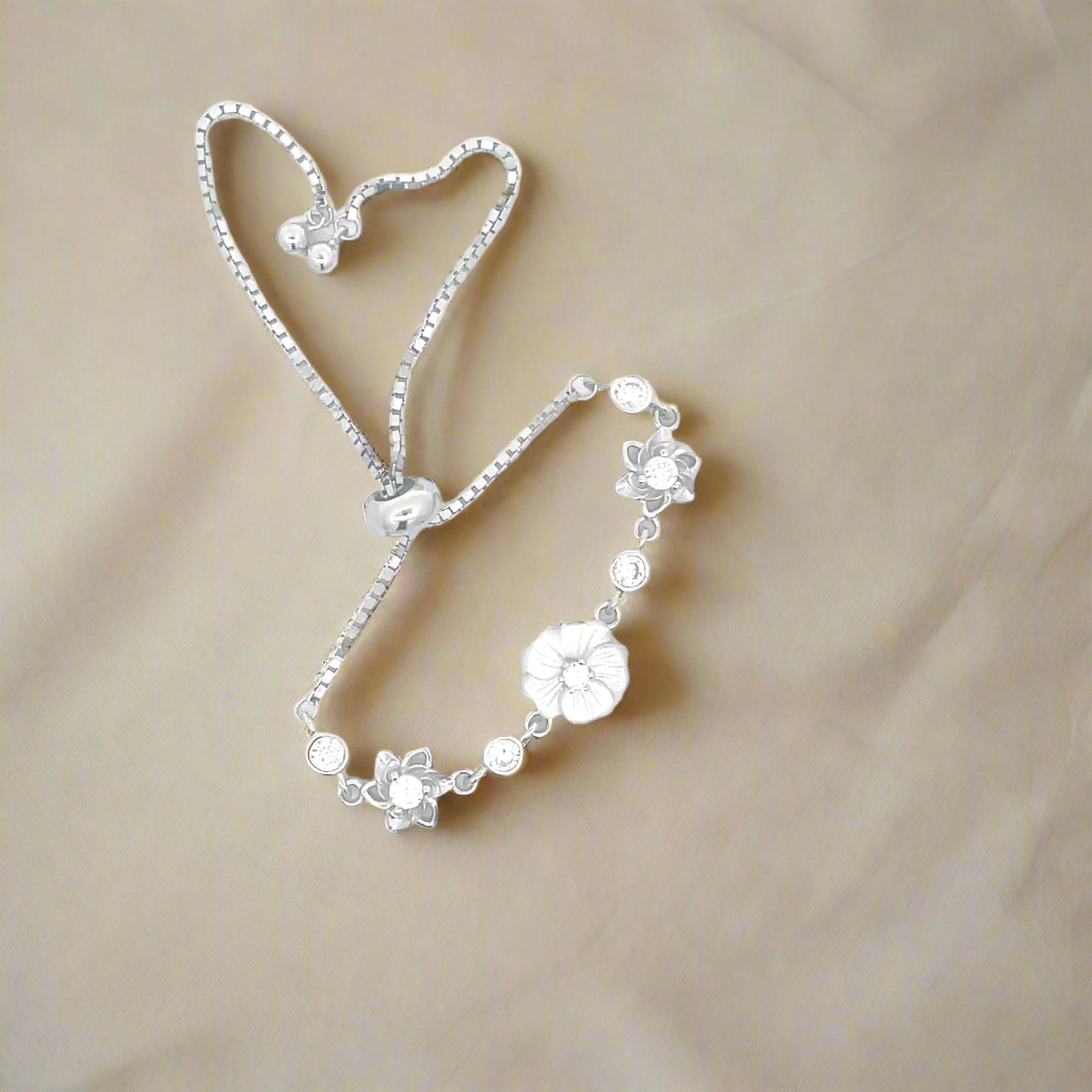 Flower Design Silver Bracelets