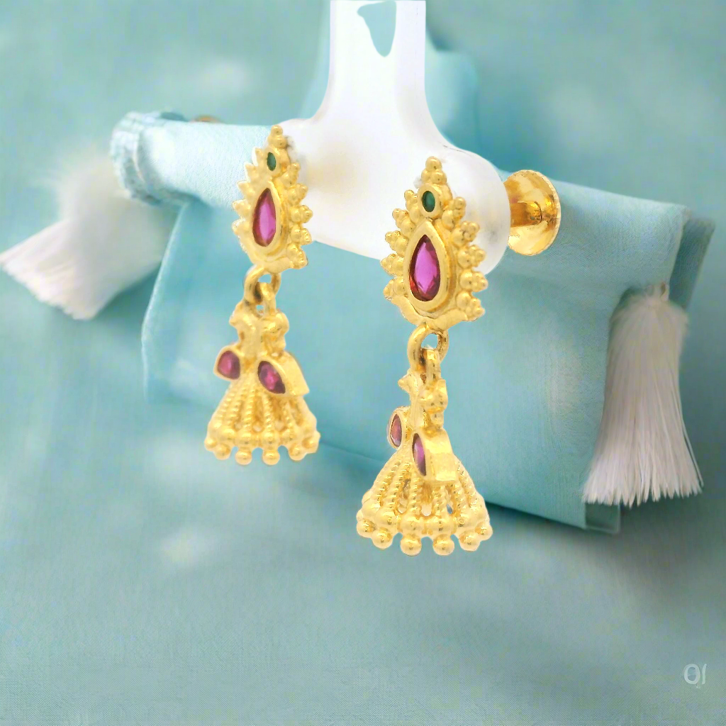 Gold Plated Jhumka Earrings for Ladies