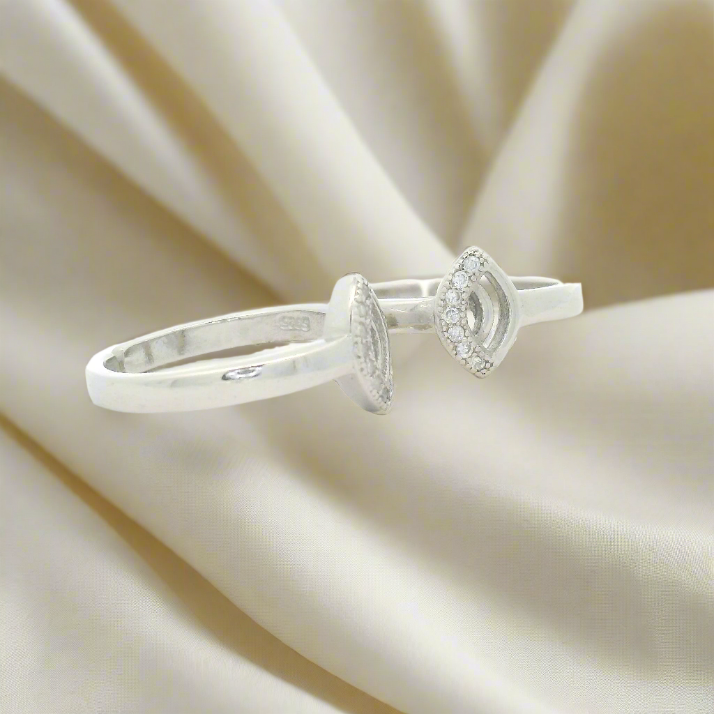 Pure Silver Toe Rings with Diamond Accents