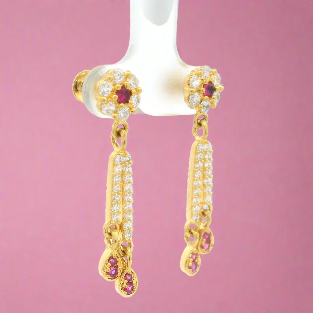 Gold Plated and Ruby Earrings
