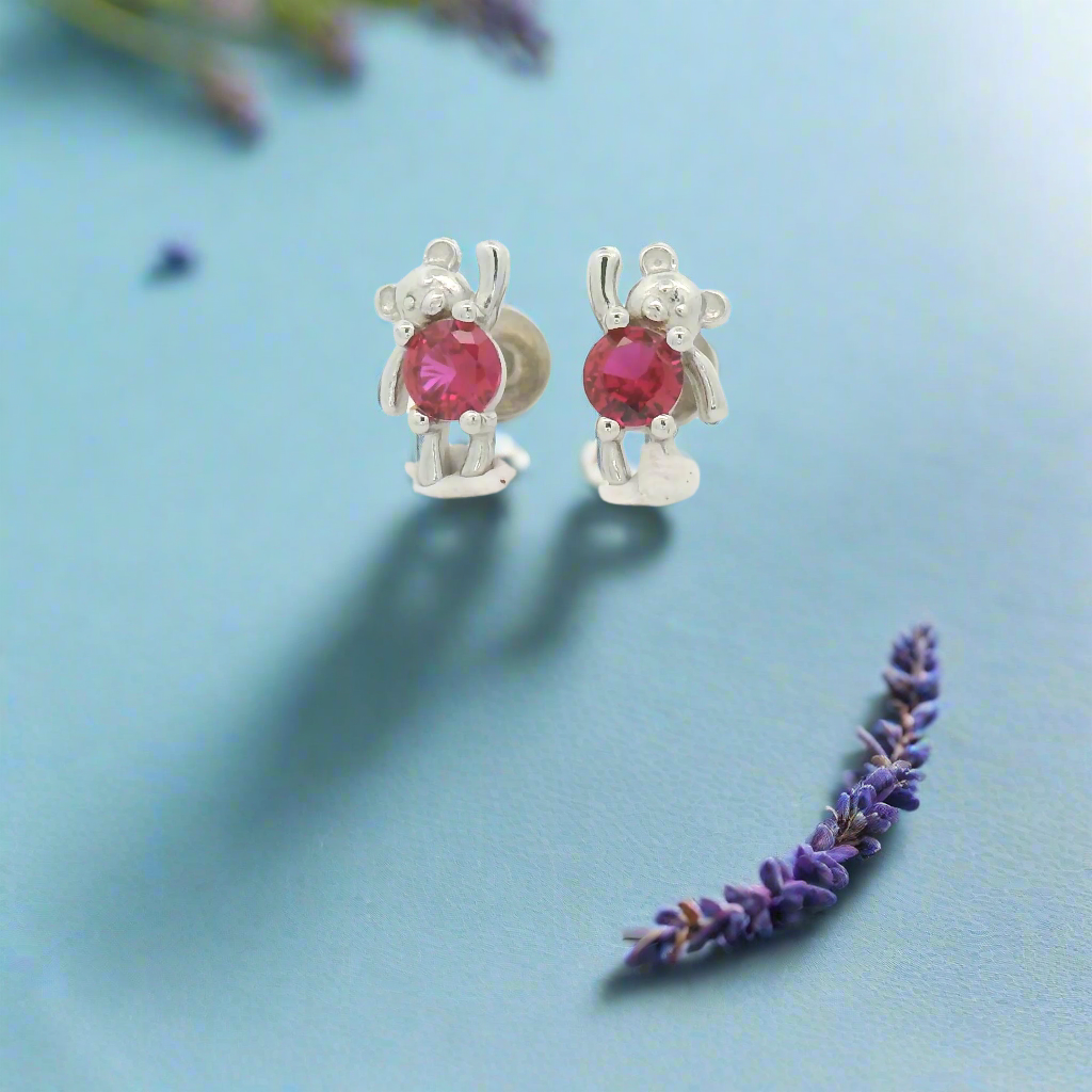 Red Gemstone Stud Earrings