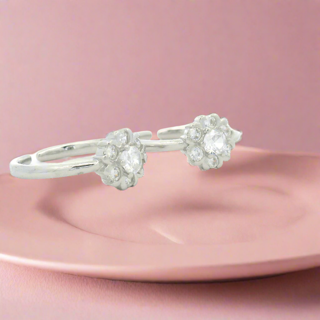 Floral Design 925 Silver Toe Rings