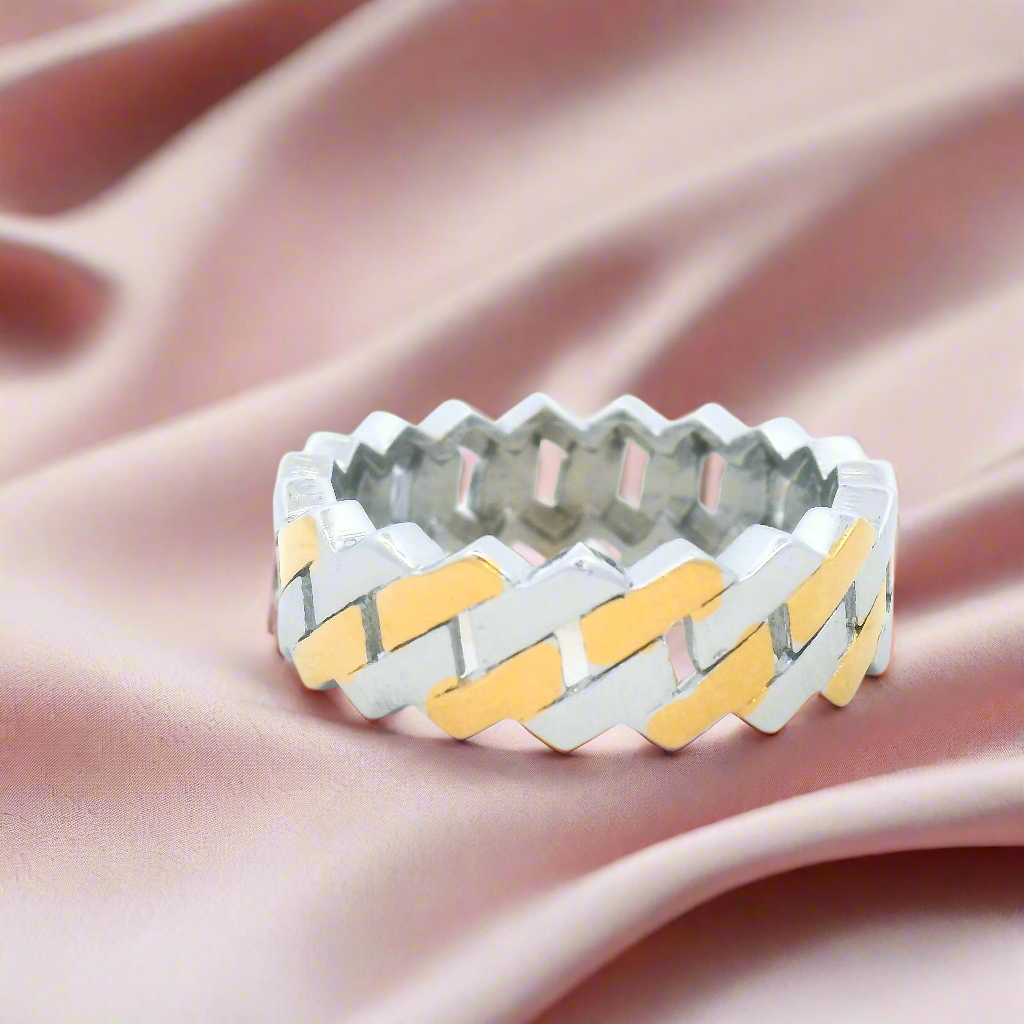 Stylish Two-Tone Woven Ring