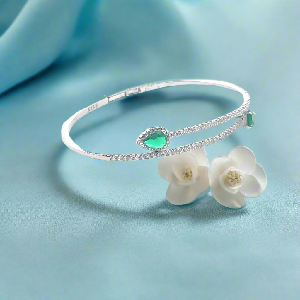 Silver Bracelet with Green Accents