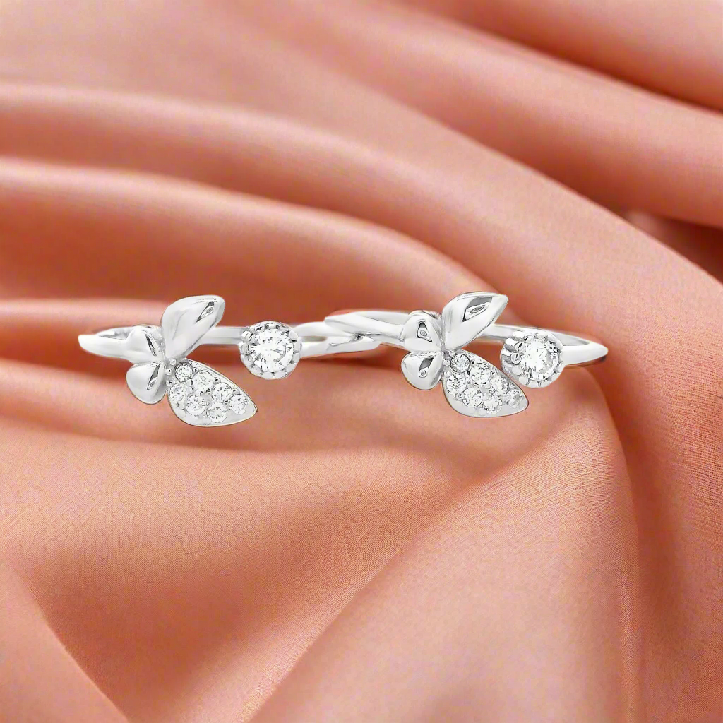 Elegant Floral Silver Toe Rings