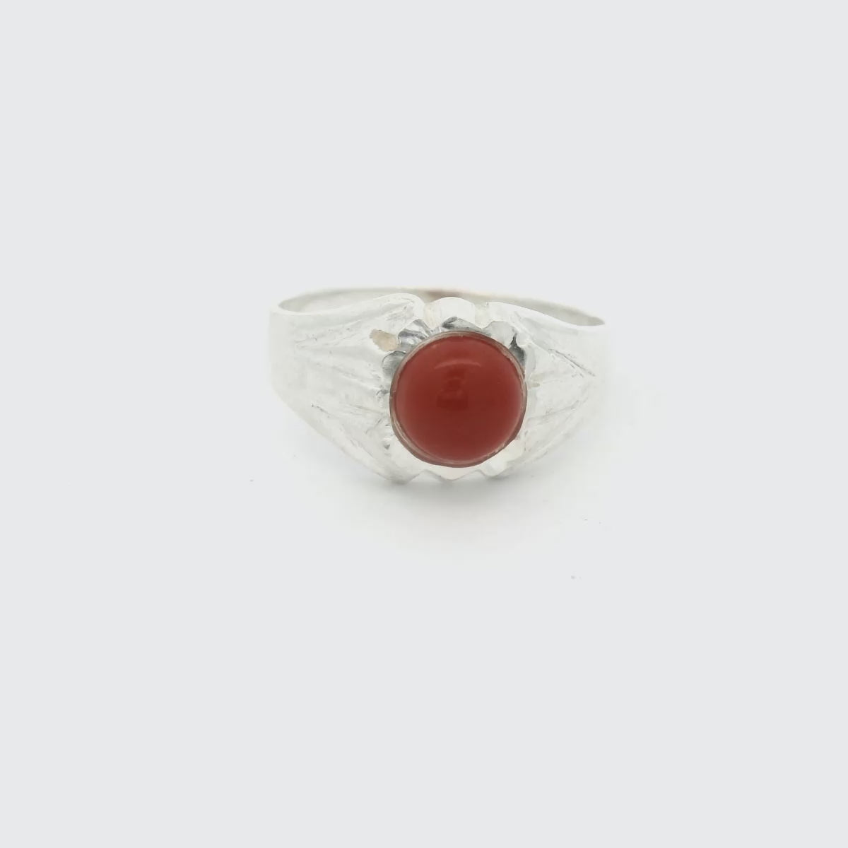 Elegant Silver Ring with Red Stone