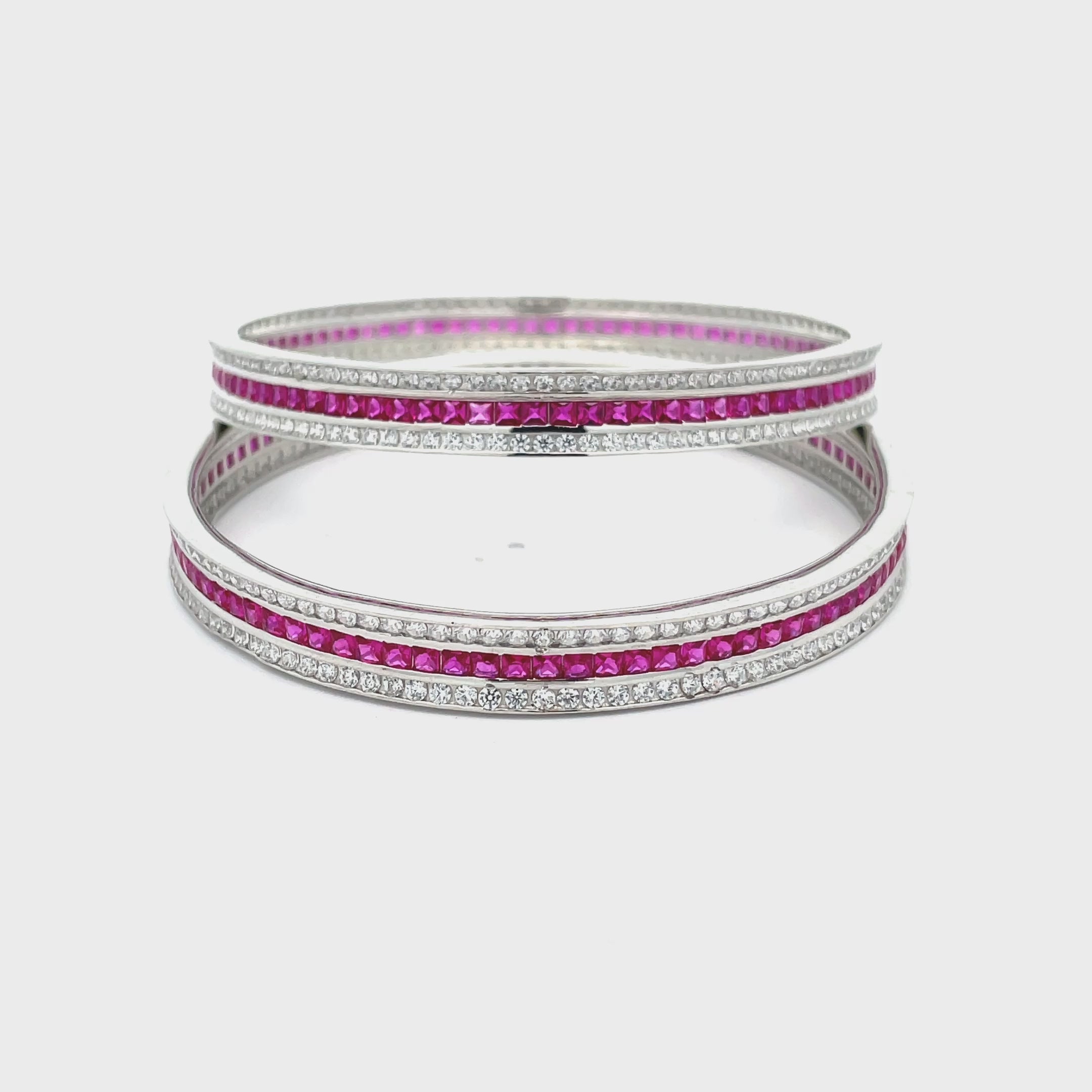 Elegant Pink and Silver Bangles