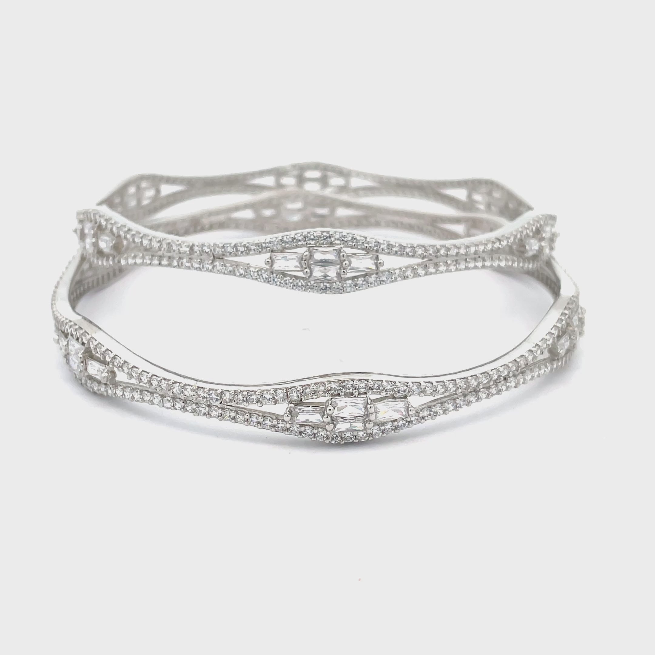 Elegant Silver Diamond Bangles