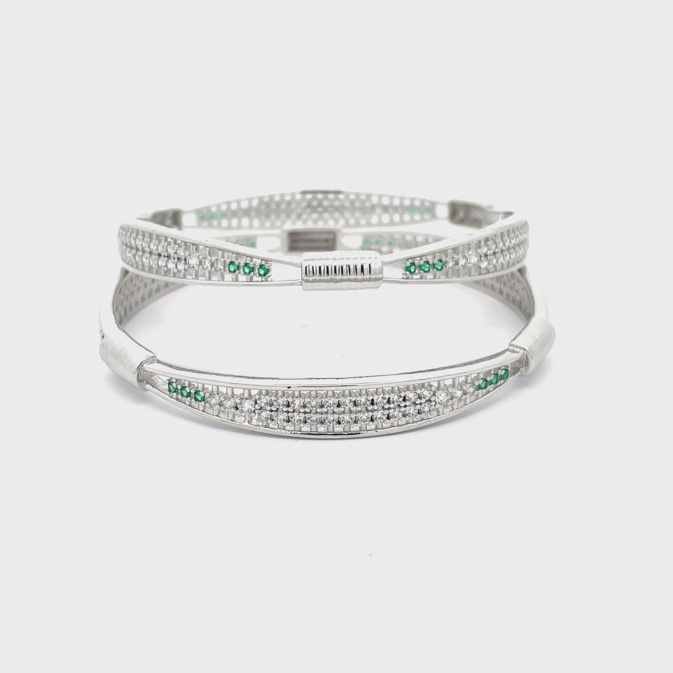 Elegant Silver and Green Bangles