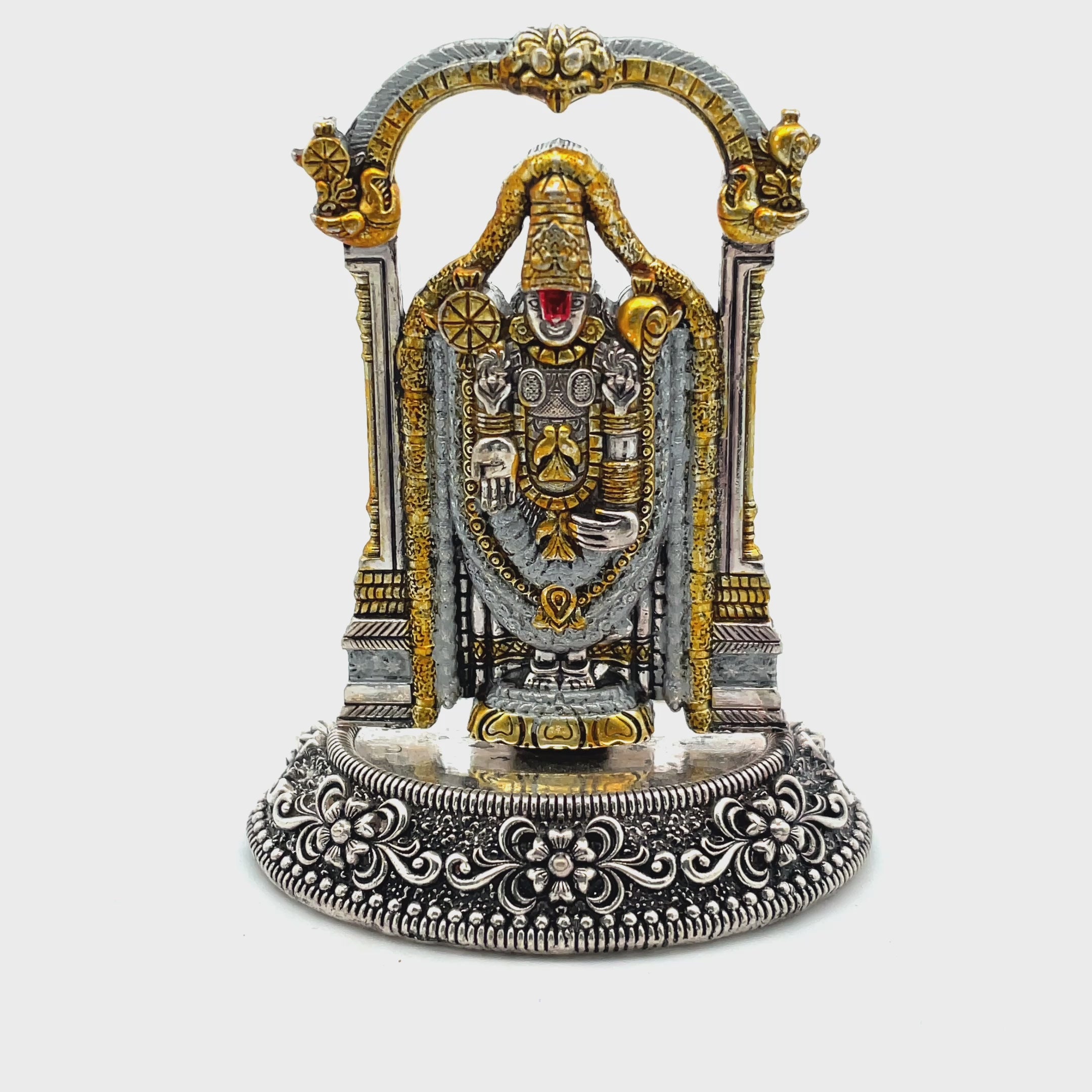 Intricate Silver and Gold venkateswara Idol