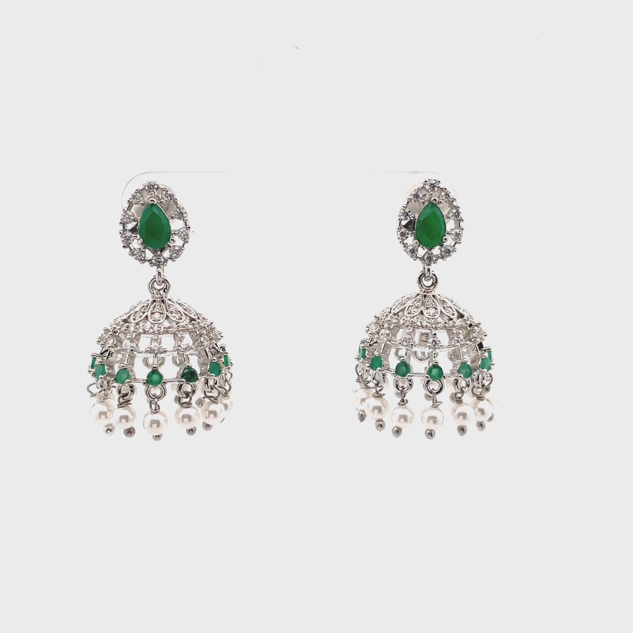 Elegant Green and Pearl Earrings