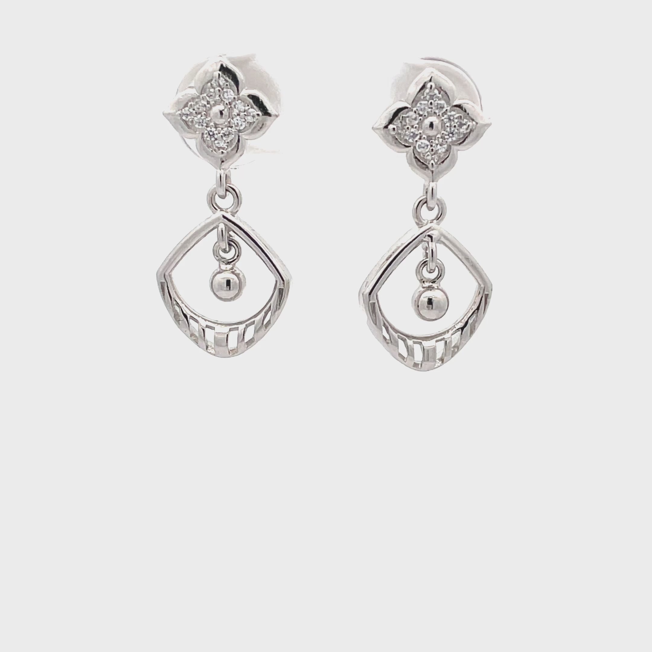 Elegant Silver Flower Earrings