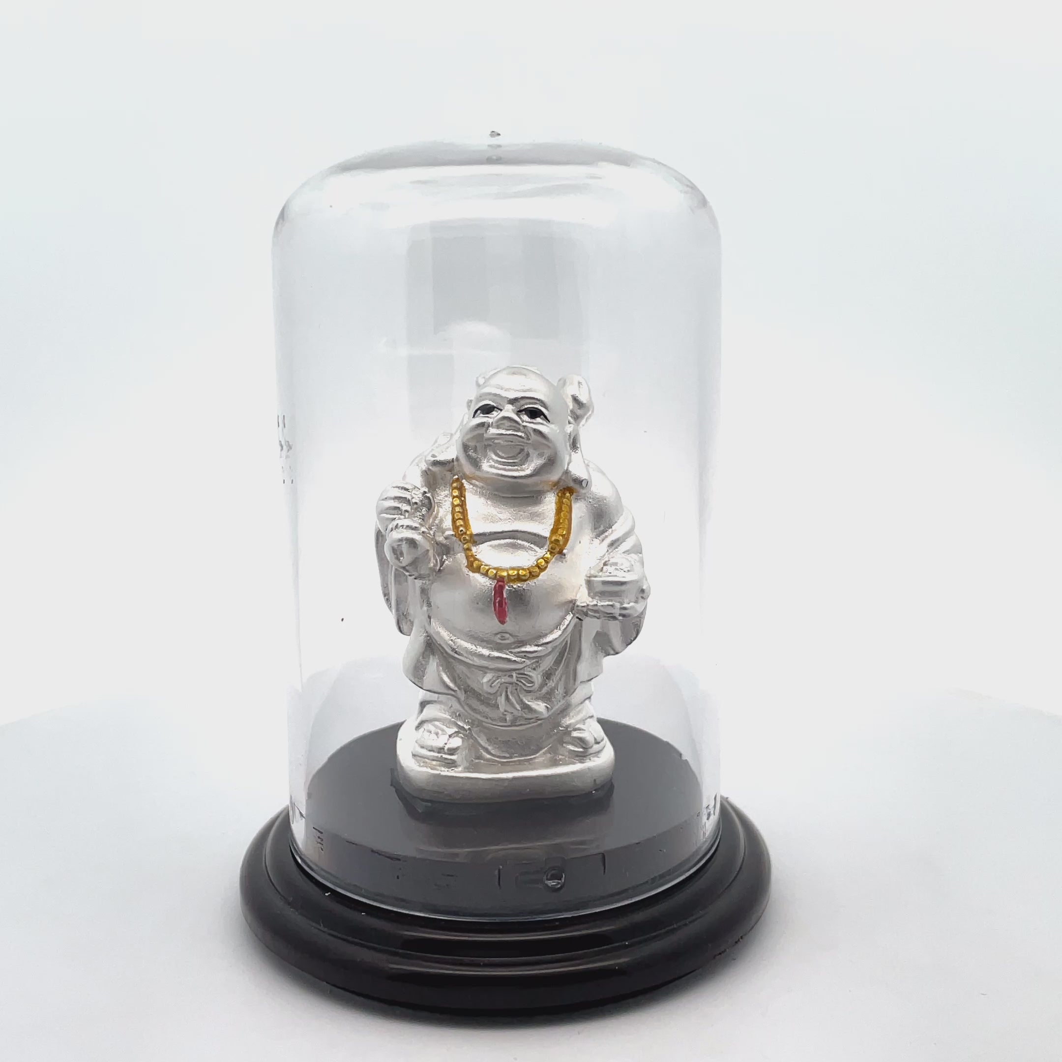 Charming Silver Laughing Buddha Figurine