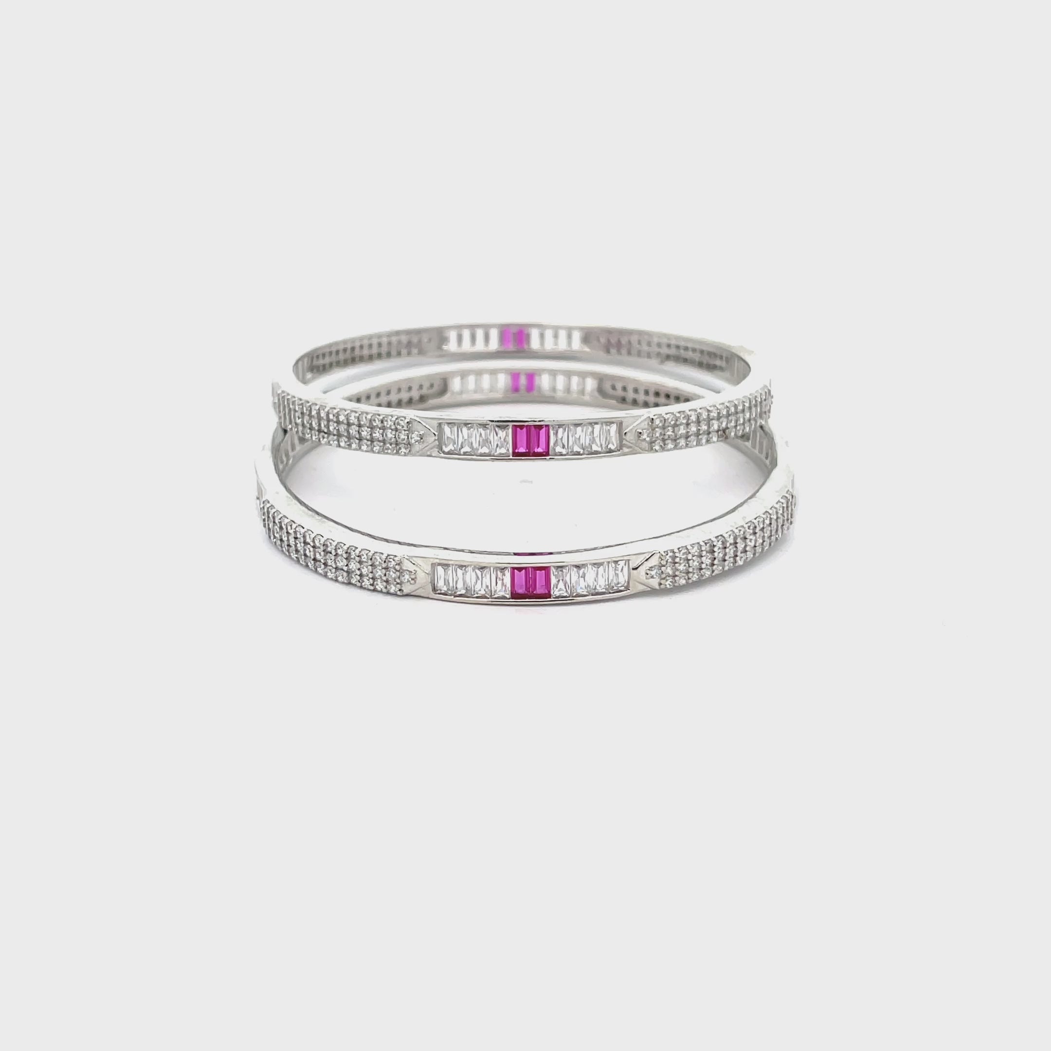 Elegant Silver and Pink Bangles