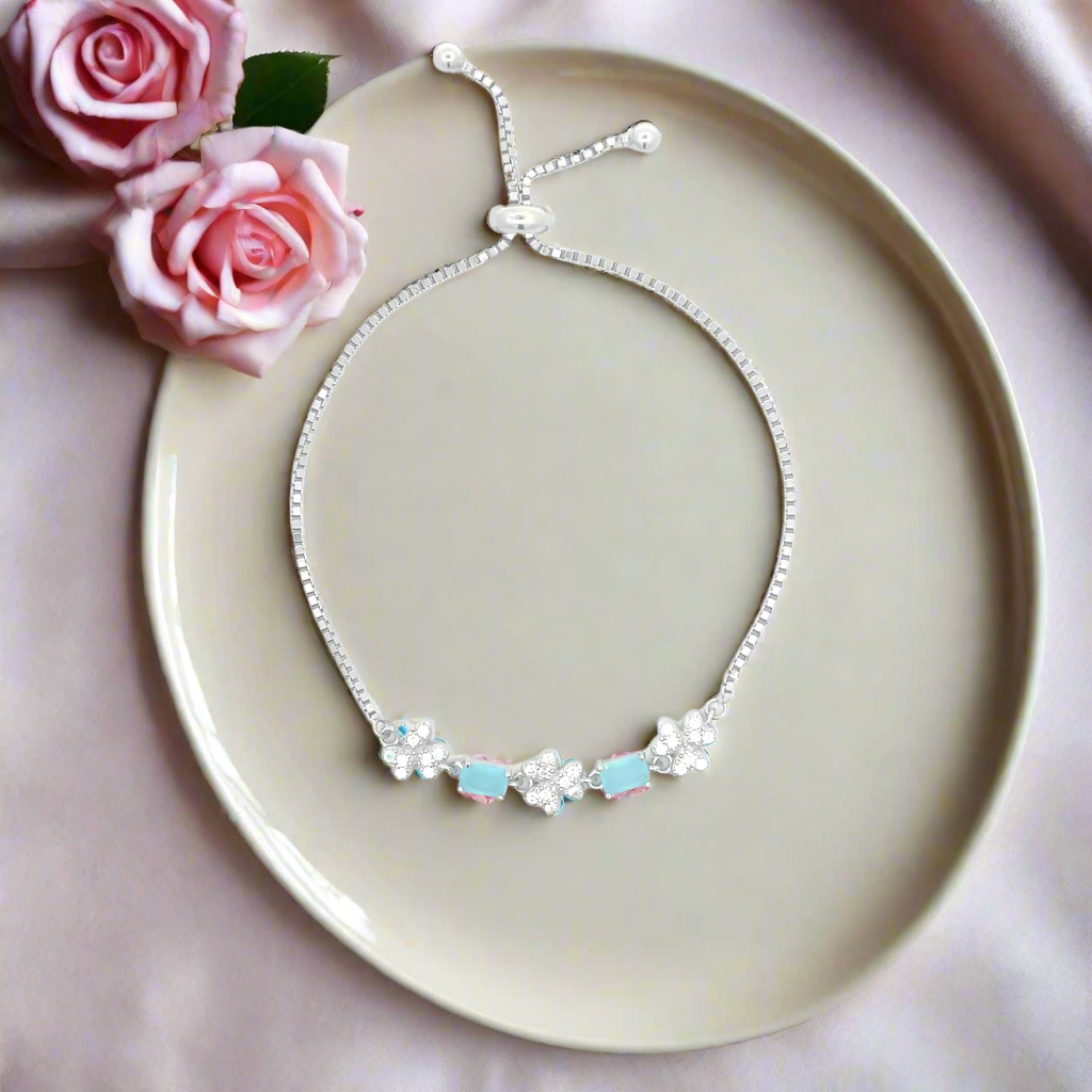 Silver Bracelet with Blue Accents
