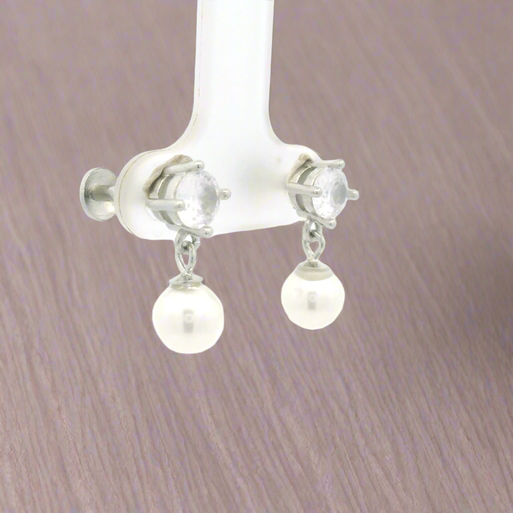 Pearl Drop Stud Earrings