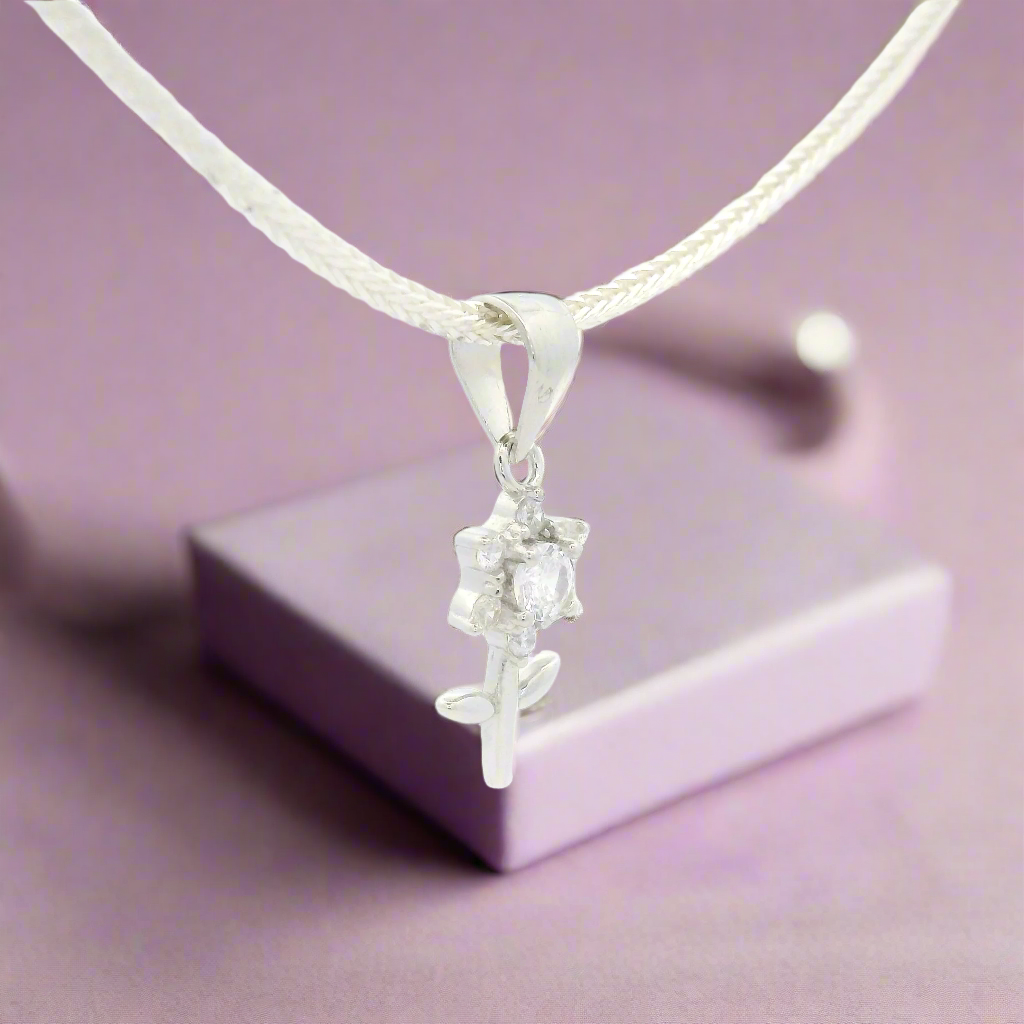 Beautiful Silver Rose Pendant