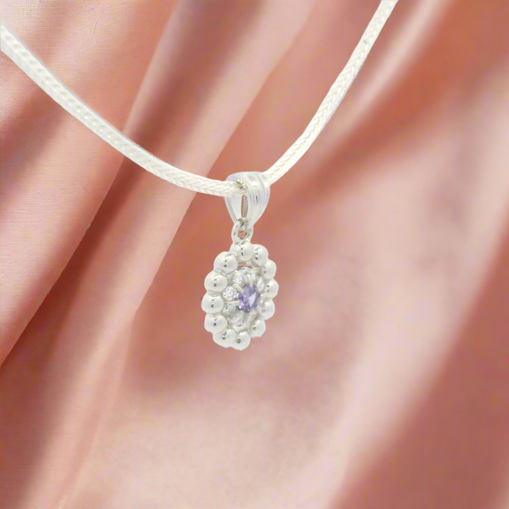 925 Silver Pendant with Purple Gemstone