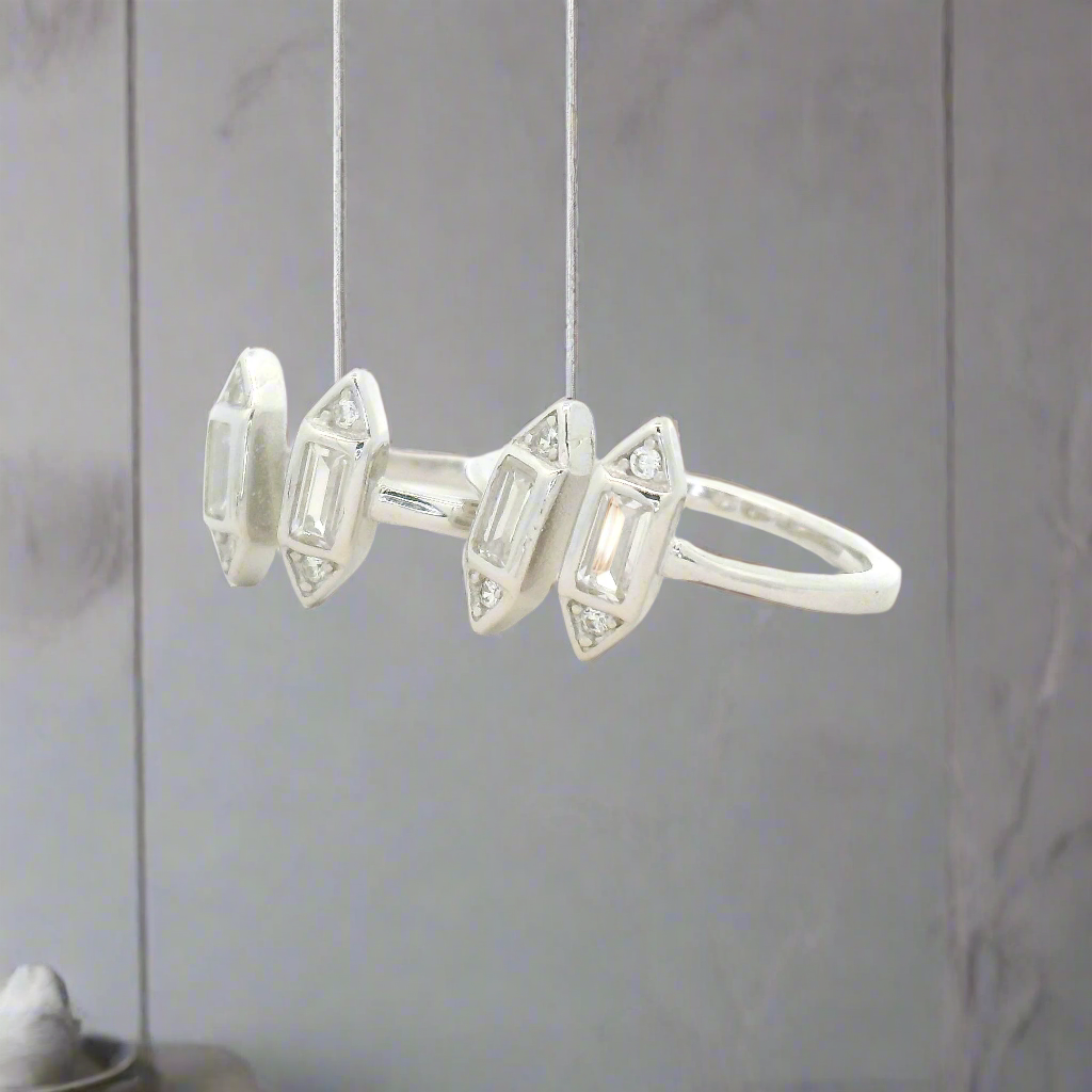 Silver Baguette CZ Toe Rings