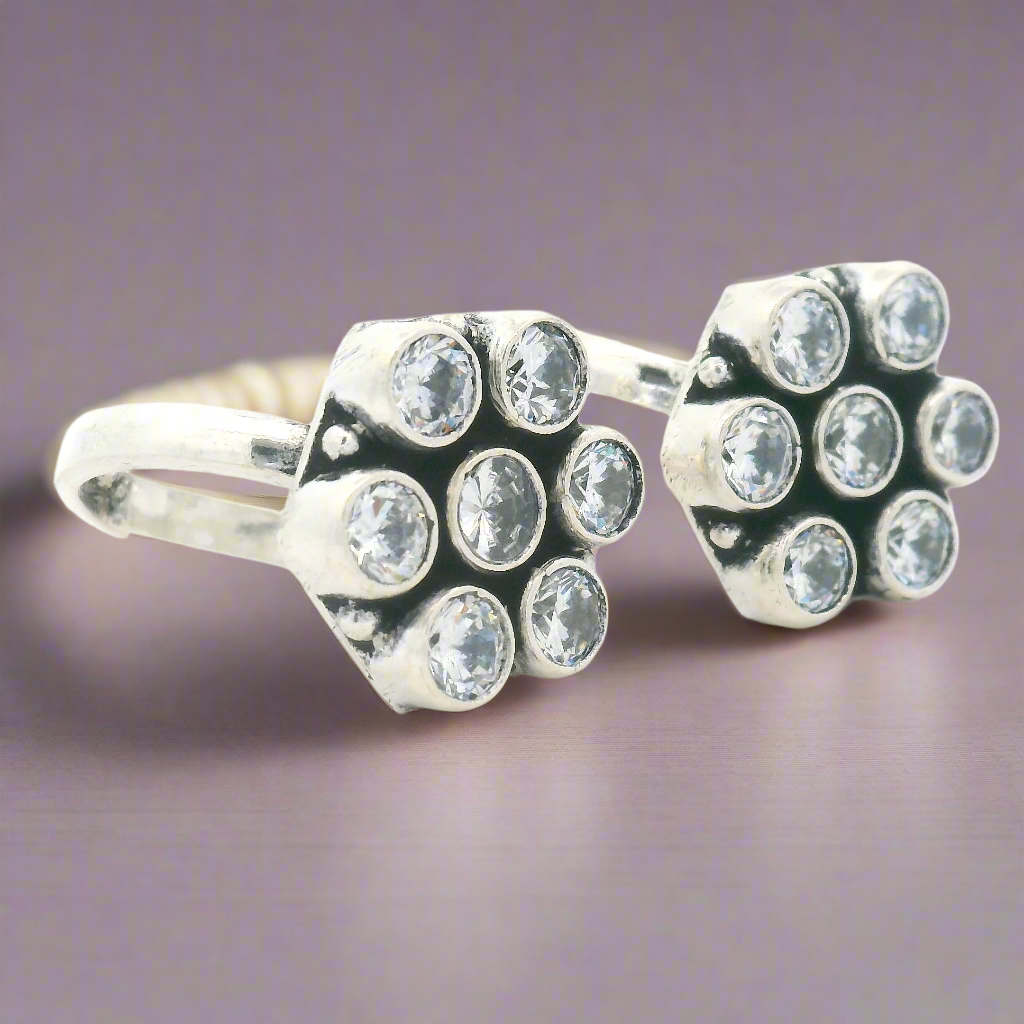 7 Gemstone Silver Toe Rings
