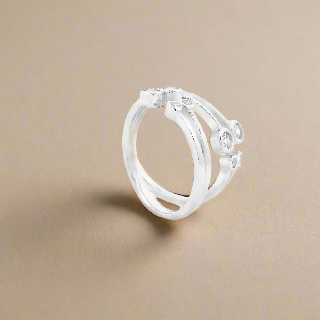 Silver Toe Rings with Sparkling Stones