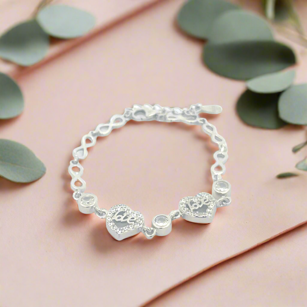 Charming 925 Silver Heart Teens Bracelet