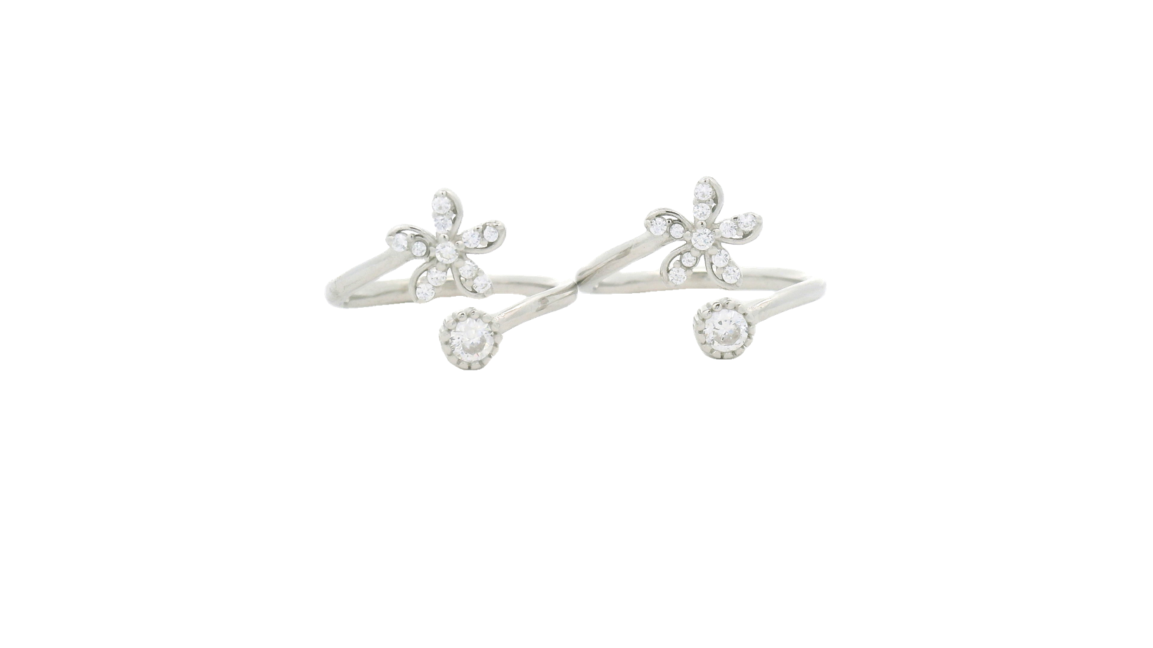Silver Flower Design CZ Toe Ring