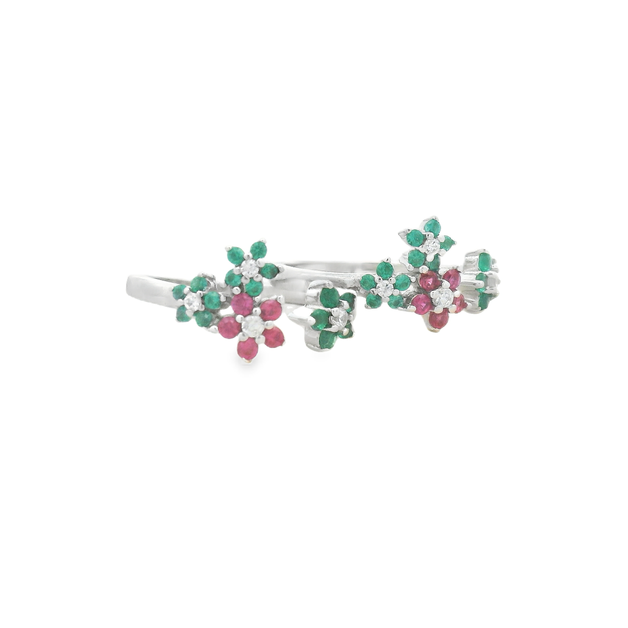 Pink & Green Floral CZ Toe Ring