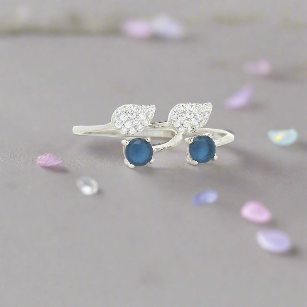 Elegant Silver and Blue Toe Ring Set