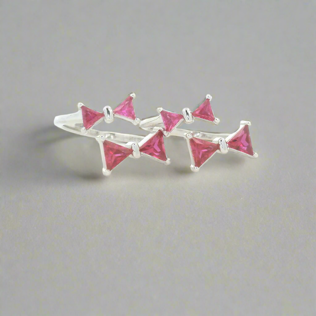 Pink Triangle Silver Toe Rings