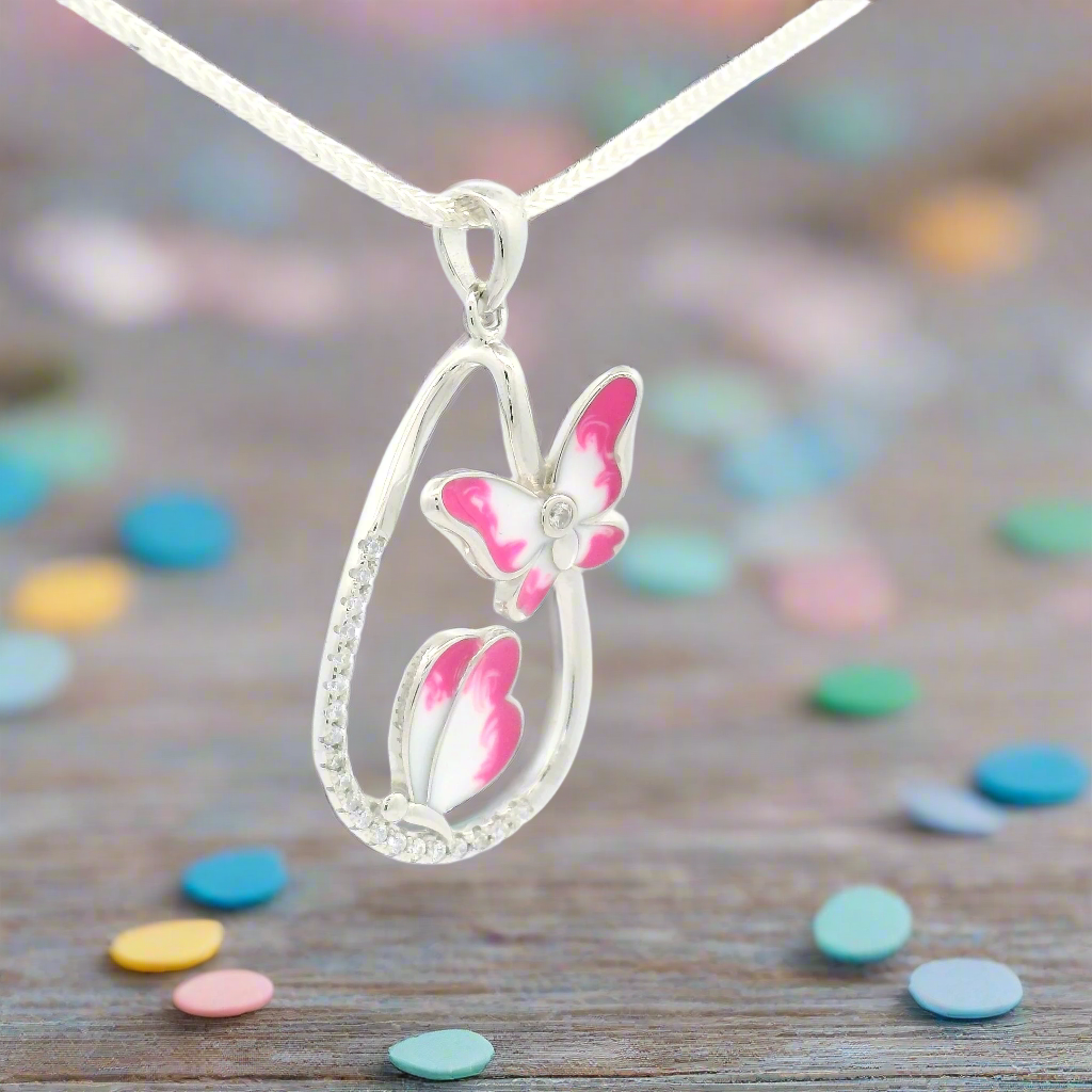 Beautiful Pink Butterfly Pendant for Women